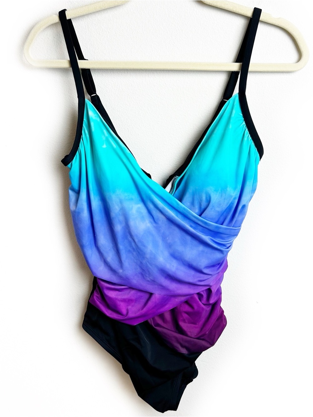 Embrace Your Curves Ombre One Piece Swimsuit | Ruched Wrap Bathing Suit L - Picture 1 of 11